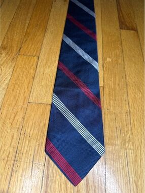 Vintage Brooks Brothers Brooksgate Tie USA Navy Red White Stripe 3” Preppy